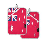 Soporte para ollas para cocina, resistente al calor, bandera de Australia, almohadillas calientes con bolsillos, almohadilla de horno, paquete de 2