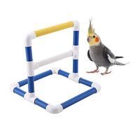 Soporte para Pájaros con Plataforma de Percha, PVC, Azul, 24x24x25 cm, Zona de Juegos y Ducha, para Guacamayos, Cacatúas y Periquitos