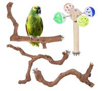 Soporte para pájaros de alta calidad con rama de madera de uva natural, tenedor de molienda de patas, palo de masticar, accesorios de jaula para periquitos, periquitos, cacatúas, pinzones, tortolitos