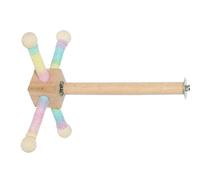 Soporte para pájaros para periquitos y | Soporte para barra de asiento, soporte para juguetes, estructura de madera, giratorio 360°, para exteriores e interiores