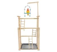Soporte para pájaros - Parque de juegos para pájaros, soporte de madera para gimnasio, soporte de madera para pájaros, juguete de ejercicio para loros, gimnasio de pájaros más saludable para