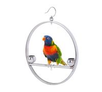 Soporte para pájaros - Percha circular colgante de acero inoxidable | Soportes circulares de entrenamiento para pájaros con gancho y tazas de alimentación, para dueño de mascotas, jaula para el hogar