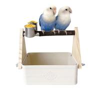 Soporte para pájaros, soporte de juego para pájaros con doble alimentador, percha de alimentación para loros, para periquitos, cacatúas, colibríes, palomas, cuáqueros, jardín, entrenamiento de patio