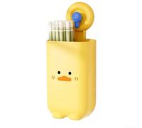 Soporte para palillos con ventosa para montaje en pared, organizador de utensilios de cocina con agujeros de drenaje para almacenamiento de cubiertos, fácil de limpiar, diseño extraíble, amarillo y