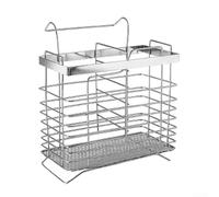 Soporte para palillos de acero inoxidable, 15 x 14 x 8 cm, escurridor de cubiertos colgante con sistema de drenaje de agua integrado, solución higiénica de almacenamiento (espesado)