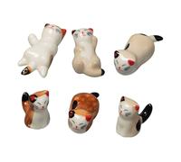 Soporte para palillos de cerámica japonesa con diseño de gato de 6 piezas