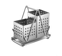 Soporte para palillos drenable con estructura de rejilla múltiple para almacenamiento organizado de varios tipos de cubiertos en encimera (con bandeja)