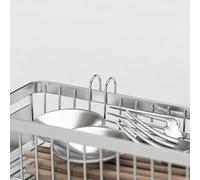 Soporte para palillos y organizador de utensilios de cocina en acero inoxidable 304 con escurridor de cubiertos y gancho lateral para colgar, con ventilación de 360 grados para un secado eficaz de