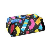 Soporte para pañuelos de cuero con correas ajustables y cremallera, caja dispensadora de pañuelos recargable, geometrías irregulares de colores