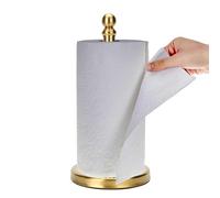 Soporte para papel de cocina dorado, soporte para rollo de papel para cocina, baño, con base pesada para operación con una sola mano, dorado