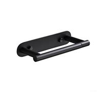 Soporte para papel higiénico de acero inoxidable montado en la pared con mecanismo giratorio para un fácil cambio de rollo, instalación de masilla automática y tornillo oculto (negro)