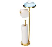 Soporte para Papel Higiénico, Portarrollos de Papel Higiénico Independiente con Bandeja para Objetos Pequeños, Dispensador de Papel Higiénico con Espacio de Almacenamiento para 4 Rollos