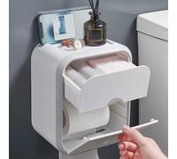 Soporte para Papel higiénico, Soporte para Caja, Estante para baño, Carrete Impermeable, Caja de Almacenamiento de pañuelos, Soporte para Almacenamiento de Cocina y baño sin Perforaciones, A White