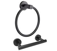 Soporte para Papel higiénico y toallero, Soporte para Toallas montado en la Pared Sus 304 de Acero Inoxidable Doble Poste Giratorio Ajustable TP Grande Mega Roll Holder - Negro Mate