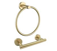 Soporte para Papel higiénico y toallero, Soporte para Toallas montado en la Pared Sus 304 de Acero Inoxidable Doble Poste Giratorio Ajustable TP Grande Mega Roll Holder - Oro Cepillado
