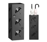 Soporte para paraguas: 16 x 16 x 41 cm, cesta de almacenamiento hueca de metal, soporte vertical alto para paraguas para entrada, patio, entrada, interior y exterior