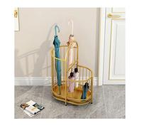 Soporte para paraguas de hierro forjado para pasillo, entrada, soporte de paraguas de estilo moderno con gran capacidad, cesta de decoración interior para el hogar, color dorado, 40 x 24 x 55 cm