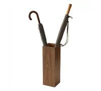 Soporte para paraguas para entrada, organizador cuadrado de madera para paraguas, independiente para bastones, bastones con una bandeja de goteo desmontable (color: color nogal (16 x 16 x 50 cm)