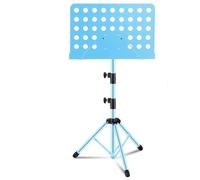 Soporte para partituras de altura ajustable para violín de guitarra, soporte de música de metal plegable portátil para interpretación instrumental con bolsa de transporte y clip para partituras (azul)