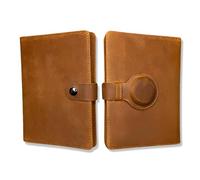 Soporte para Pasaporte AirTag de Cuero Genuino y Cartera para Hombres y Mujeres, Bloqueo RFID, para Viajes Seguros y Organizador de documentación (marrón)