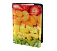 Soporte para pasaporte con estampado de arcoíris de frutas, artículos esenciales de viaje, cartera antirrobo para tarjetas y pasaportes, tamaño para adaptarse a todos los pasaportes estándar