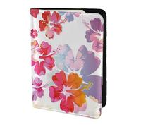 Soporte para pasaporte con estampado de flores hawaianas, artículos esenciales de viaje, cartera antirrobo para tarjetas y pasaportes, tamaño para adaptarse a todos los pasaportes estándar