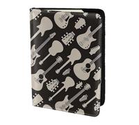 Soporte para pasaporte con estampado de guitarra, artículos esenciales de viaje, cartera antirrobo para tarjetas y pasaportes, tamaño para adaptarse a todos los pasaportes estándar