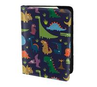 Soporte para pasaporte con estampado de hoja de palma de dinosaurio, artículos esenciales de viaje, cartera antirrobo para tarjetas y pasaportes, tamaño para adaptarse a todos los pasaportes estándar