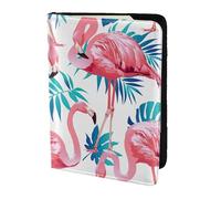 Soporte para pasaporte con estampado de hojas verdes de flamencos, artículos esenciales de viaje, cartera antirrobo para tarjetas y pasaportes, tamaño para adaptarse a todos los pasaportes estándar