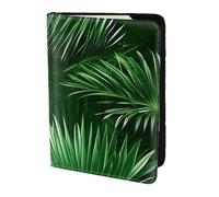 Soporte para pasaporte con estampado de hojas verdes de palmera y plantas tropicales, artículos esenciales de viaje, cartera antirrobo para tarjetas y pasaporte, tamaño para adaptarse a todos los