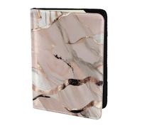 Soporte para pasaporte con estampado de mármol de oro rosa, artículos esenciales de viaje, cartera antirrobo para tarjetas y pasaportes, tamaño para adaptarse a todos los pasaportes estándar