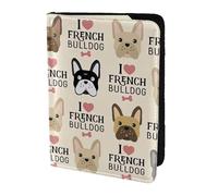 Soporte para pasaporte con estampado de perro francés, artículos esenciales de viaje, cartera antirrobo para tarjetas y pasaportes, tamaño para adaptarse a todos los pasaportes estándar