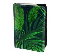 Soporte para pasaporte con estampado de plantas tropicales verdes, artículos esenciales de viaje, cartera antirrobo para tarjetas y pasaportes, tamaño para adaptarse a todos los pasaportes estándar