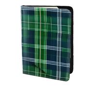 Soporte para pasaporte con estampado de tartán escocés azul, artículos esenciales de viaje, cartera antirrobo para tarjetas y pasaportes, tamaño para adaptarse a todos los pasaportes estándar