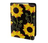 Soporte para pasaporte con estampado floral de girasol, artículos esenciales de viaje, cartera antirrobo para tarjetas y pasaportes, tamaño para adaptarse a todos los pasaportes estándar