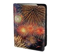 Soporte para pasaporte con impresión de fuegos artificiales, artículos esenciales de viaje, cartera antirrobo para tarjetas y pasaportes, tamaño para adaptarse a todos los pasaportes estándar