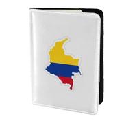 Soporte para pasaporte con impresión de mapa de la bandera de Colombia, artículos esenciales de viaje, cartera antirrobo para tarjetas y pasaportes, tamaño para adaptarse a todos los pasaportes