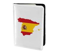 Soporte para pasaporte con impresión de mapa de la bandera de España, artículos esenciales de viaje, cartera antirrobo para tarjetas y pasaportes, tamaño para adaptarse a todos los pasaportes estándar