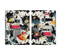 Soporte para pasaporte con patrón de música rock para adultos, funda de pasaporte de piel sintética con ranuras para tarjetas, cartera minimalista con cremallera
