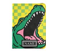 Soporte para pasaporte de cuero con nombre personalizado para viajes, impermeable, billetera para dinero y tarjetas, para hombres, documentos de viaje, cocodrilos a cuadros