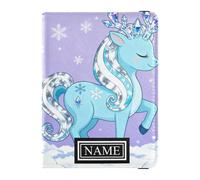 Soporte para pasaporte de cuero con nombre personalizado para viajes, impermeable, para hombres, accesorios imprescindibles, unicornios de crysstal con copos de nieve