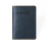 Soporte para pasaporte de cuero vintage de primera calidad con ranura para tarjetas y billetes, esencial para viajes internacionales, adecuado para mujeres y hombres, Blue, Estilo retro