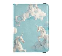 Soporte para pasaporte de piel blanca con diseño de unicornios en 3D, para viajes, familia, viajes, organizador de documentos, bonito libro de pasaporte para hombres, impermeable