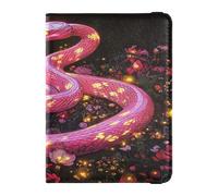 Soporte para pasaporte de piel de serpiente de fuego rosa para viaje, funda para pasaporte con bloqueo RFID para mujer, ultra delgado, Serpiente de fuego rosa, 1 size