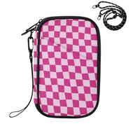 Soporte para pasaporte familiar para viajes Blush Grid | Funda para tarjetas de vacunación, bonito libro de pasaporte para hombre, ultrafino
