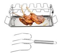 Soporte para patas de pollo para parrilla, soporte para baquetas con tenedor de , soporte de acero inoxidable para camping, patio, picnic, portón trasero, accesorios de barbacoa, parrilla mejorada