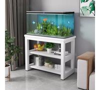 Soporte para Pecera de 3 Niveles, Mueble Expositor para Acuarios con Estantes Abiertos, Estructura Metálica, para Guardar Accesorios de Peceras(White,70x45x70cm)