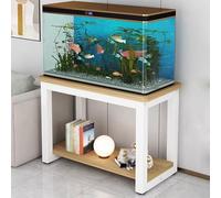 Soporte para Peceras, Mueble para Acuarios y Terrarios de Reptiles de Dos Niveles, con Estante de Almacenamiento Abierto, para Salón Oficina(White+Natural,70x35x50cm)