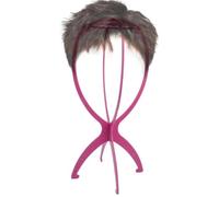 Soporte para peluca portátil, soporte para peluca plegable Casco plegable | Soporte de cabeza para todas las pelucas para en viajes con cabello largo y corto Rosa