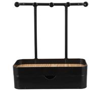 Soporte para Pendientes de Doble Capa para Escritorio, Plástico y Madera